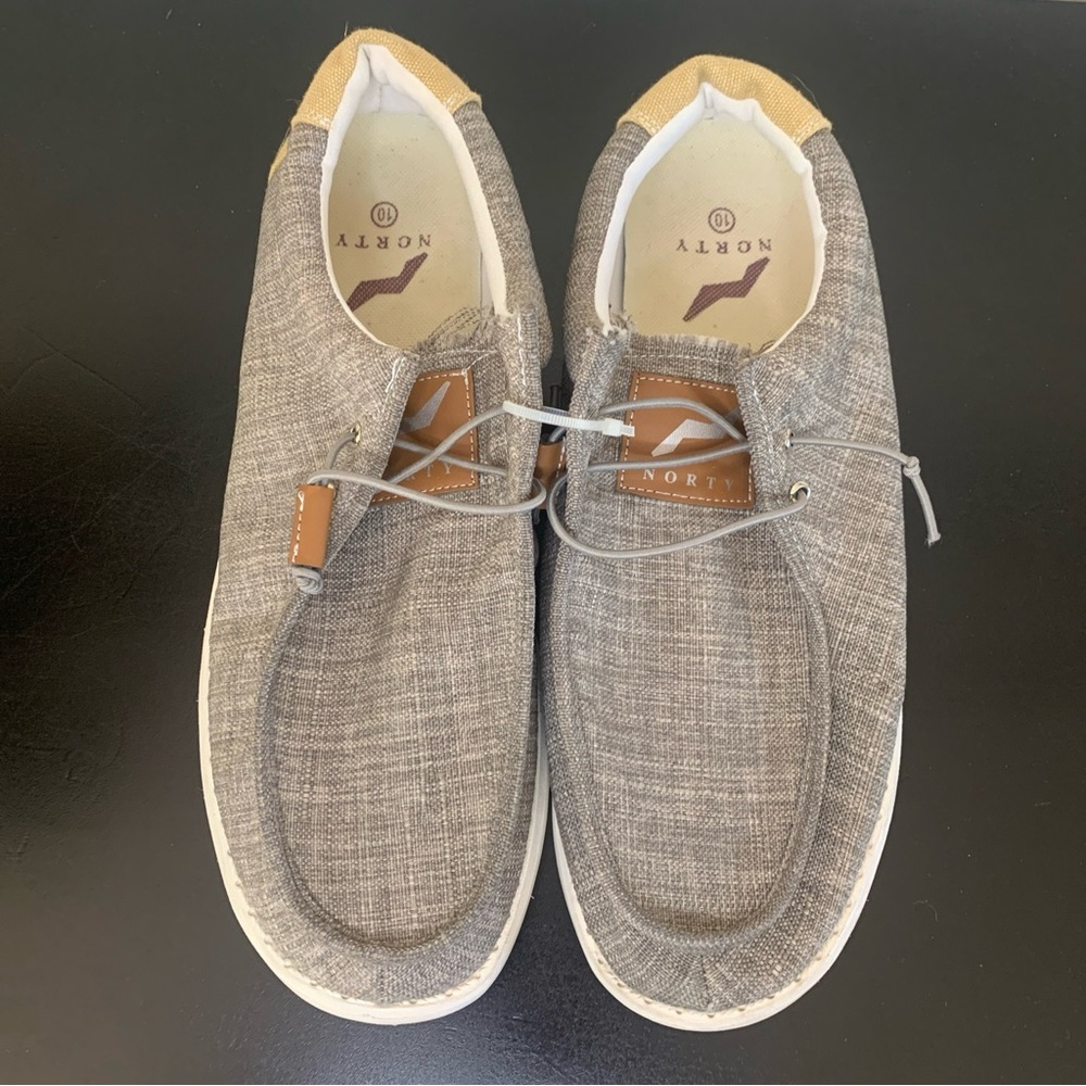 NEW NORTY Lightweight Loafer Sz 10 Slip On Lace Up Chukka Boat Shoe Khaki Brown